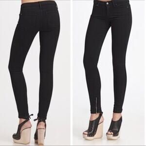 VINCE Black Skinny Jeans Womens Size 26 Black Ankle Zip Quiet Luxury Y2K Revival